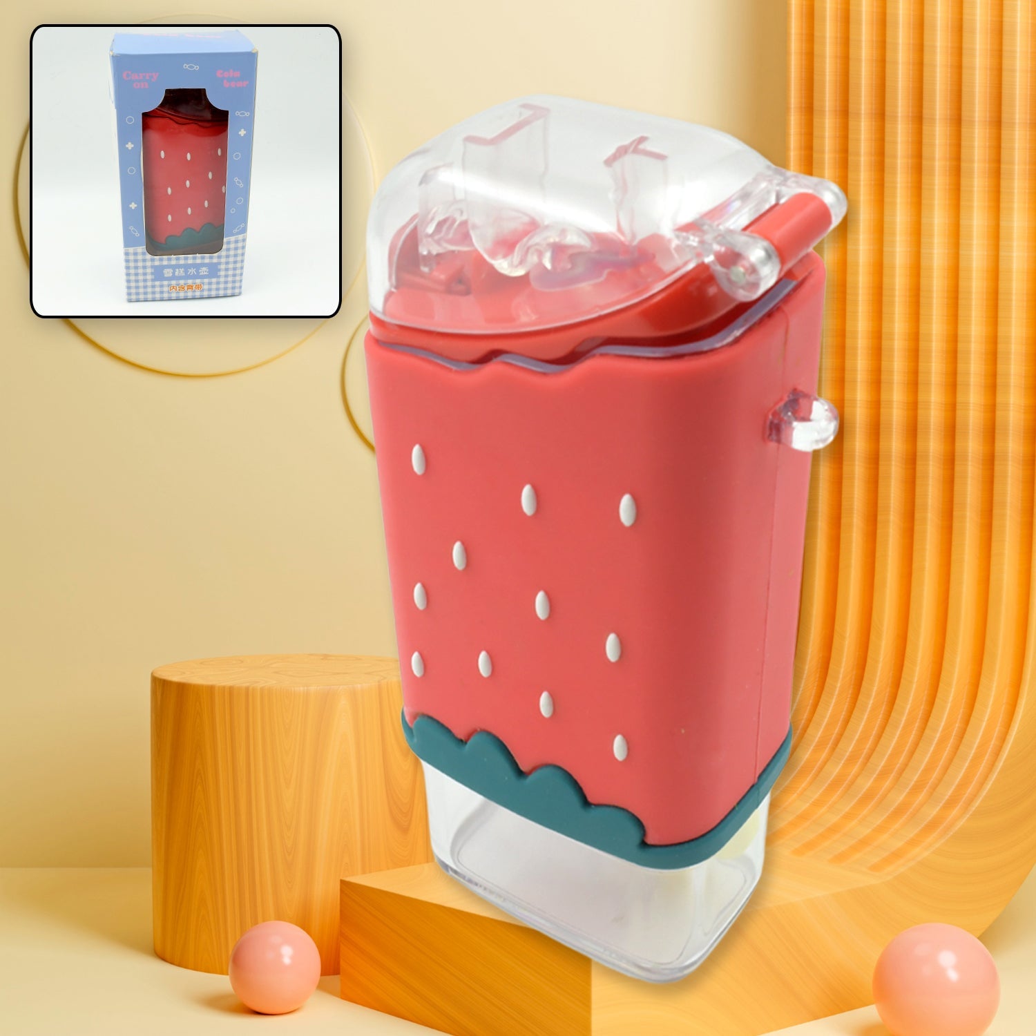 12555 Portable Cute Water Bottle for Kids, Unique Ice Cream Shape water cup, Popsicle Shaped Plastic Kettle with Straw, Adjustable Shoulder Strap, BPA free, Leakproof (300 ML) 12555 Portable Cute Water Bottle for Kids, Unique Ice Cream Shape water cup, Popsicle Shaped Plastic Kettle with Straw, Adjustable Shoulder Strap, BPA free, Leakproof (300 ML)